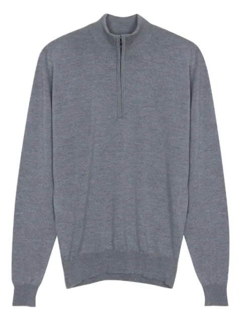 John Smedley half-zip merino wool sweater Grey TAPTON