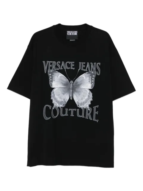 Versace Jeans Couture butterfly-print T-shirt Black 79GAHP06CJ01P