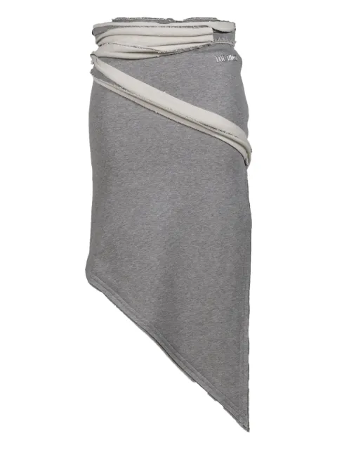 The Attico asymmetrical frayed-edge midi skirt Grey 251WCS00277GRAY