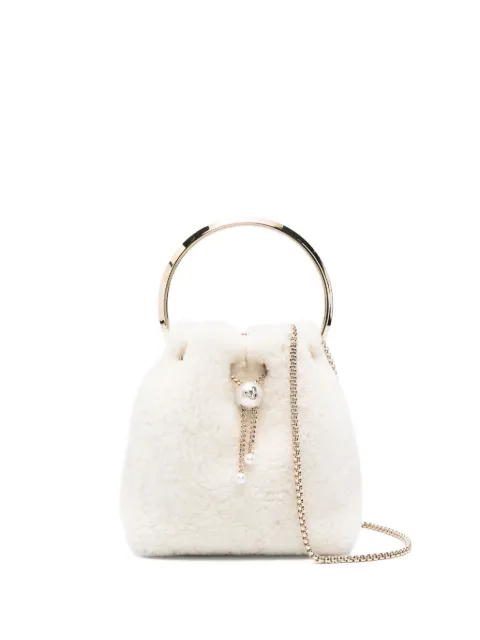 Jimmy Choo Bon Bon pearl-embellished ring-handle mini bag White BONBONXYH