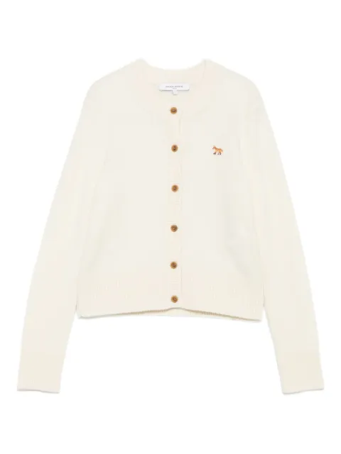 Maison Kitsuné fox-embroidered lambswool cardigan Neutrals PW00506KT1006