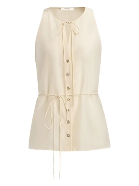 12 STOREEZ tie-neck buttoned blouse Neutrals 132565