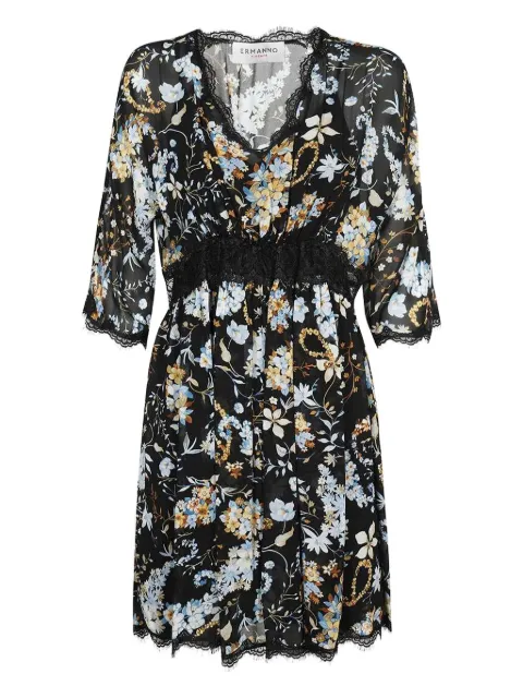 Ermanno Scervino floral lace-trimmed mini dress Black D42EQ057CSEC2EC2