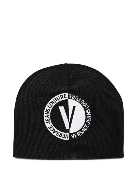 Versace Jeans Couture embroidered-logo beanie hat Black 75VAZK45ZG122
