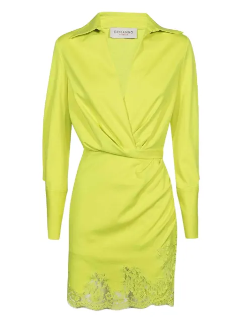 Ermanno Scervino lace-trimmed mini shirt dress Green D42EQ012E40E