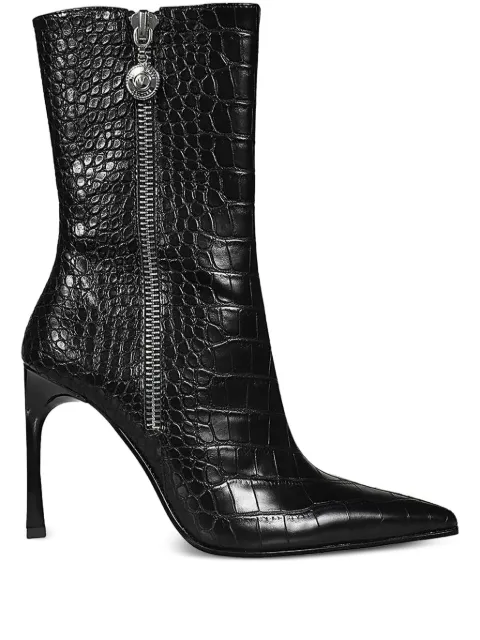 Versace Jeans Couture pointed-toe crocodile-effect ankle boots Black 75VA3S23ZS895