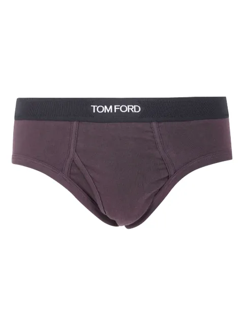 TOM FORD branded-waistband cotton briefs Brown T4LC11040