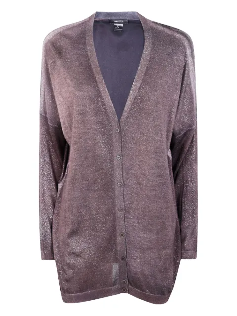 Avant Toi V-neck lurex cardigan Brown 225WD1332CSFVDLH