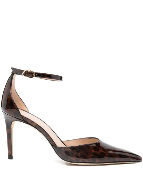 Stuart Weitzman 85mm leopard-print ankle-strap pumps Brown SM492STUARTPOWER