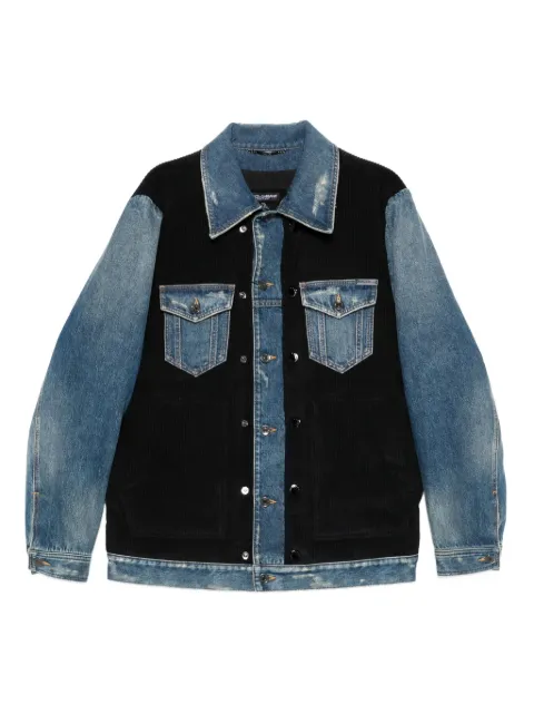 Dolce & Gabbana denim-panelled corduroy jacket Blue G9BTMDGJ699