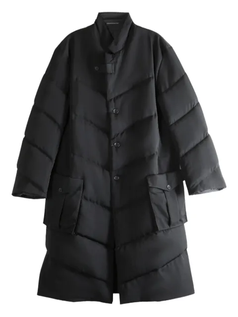 Yohji Yamamoto quilted diagonal-seam coat Black HLJ43835