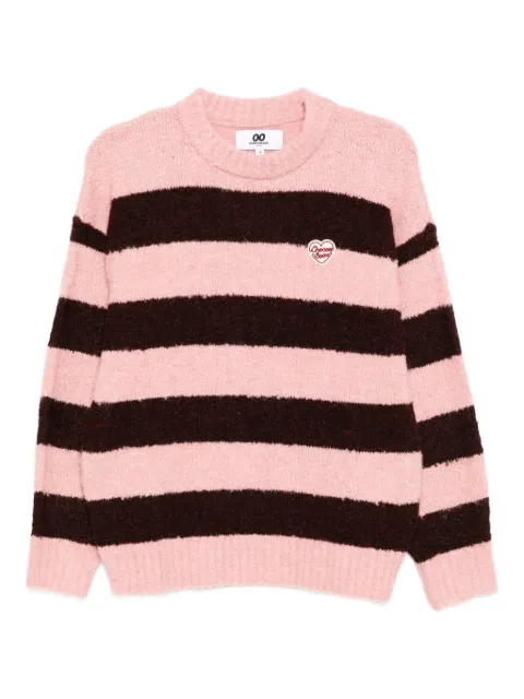 CHOCOOLATE logo-embroidered striped jumper Pink B1XKNW00606XPBDZ