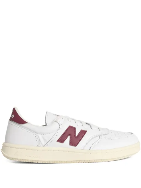 New Balance T500 logo-patch leather sneakers White CT500LPB