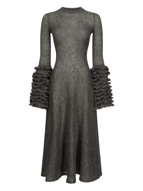 Alaïa ruffled-sleeve flare dress Black AA9R2788K101B821