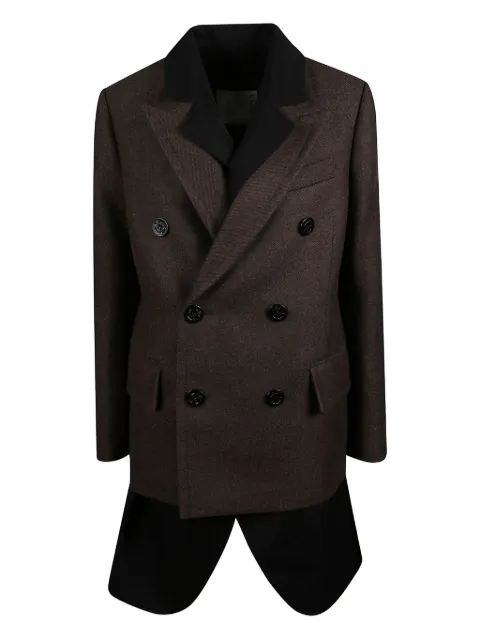 sacai double-breasted wool coat Brown 2508063601