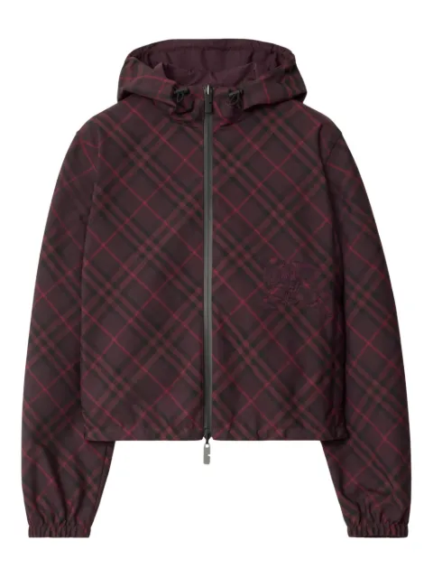 Burberry cropped reversible check hooded jacket Red 8115160