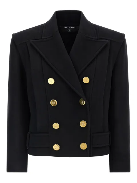 Balmain peak-lapel belted coat Black FF1UA095WD10