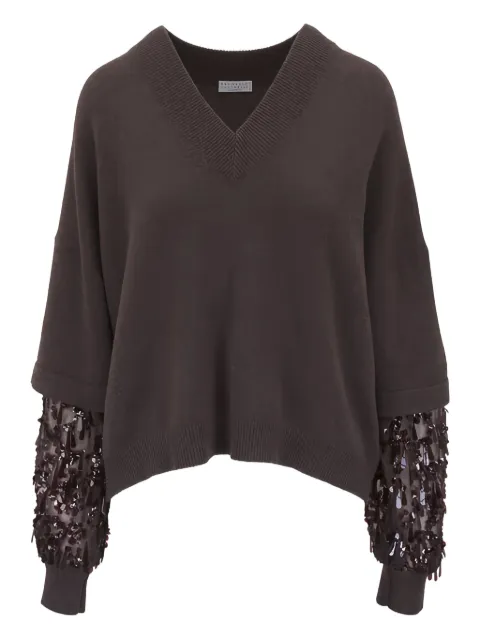 Brunello Cucinelli sequin-embellished cashmere sweater Brown M12730002C2559