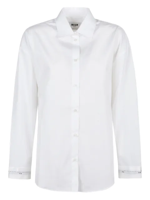MSGM logo-detail long-sleeve shirt White 3941MDE13X25760201