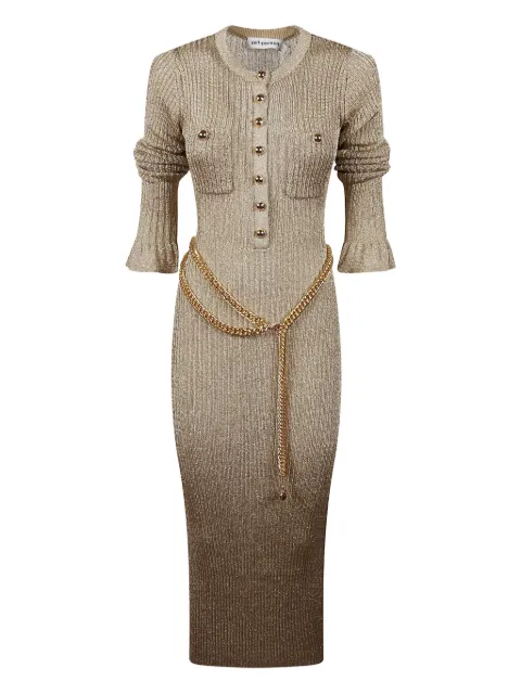 Self-Portrait ribbed-knit midi dress Gold SC25011MGOLD