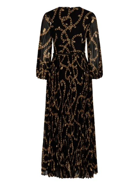 ZIMMERMANN chain-print pleated-skirt midi dress Black 0581DF25R