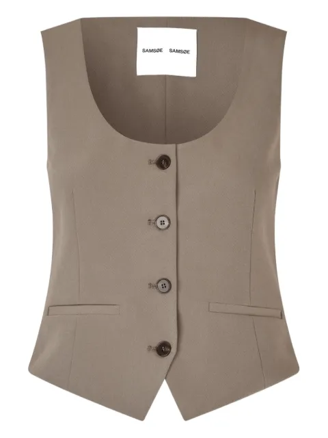 SAMSOE SAMSOE button sleeveless vest Grey F25300113DARKALUMINUM