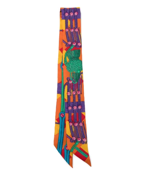 Hermès Pre-Owned Silk Cord Printed Silk Twilly Orange DPAV8832