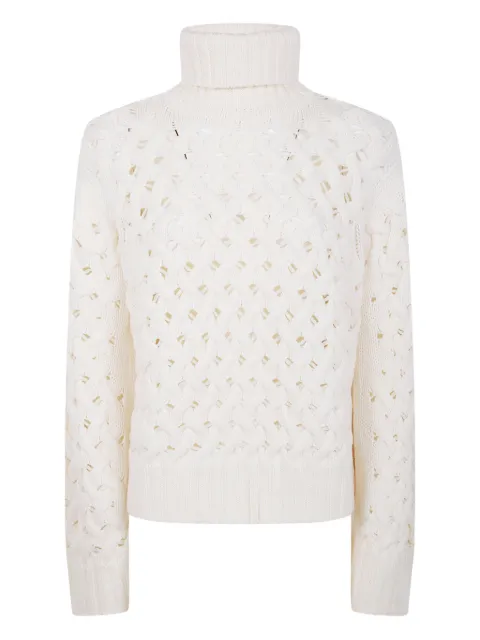P.A.R.O.S.H. braided turtleneck sweater White D512949LADYBRAID
