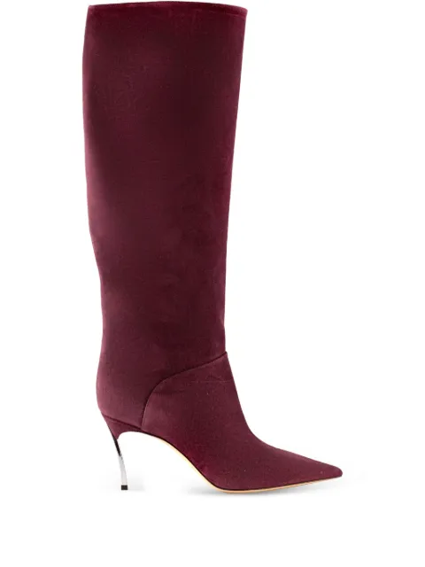 Casadei 80mm pointed-toe suede boots Red 1S331Y080MC18323702