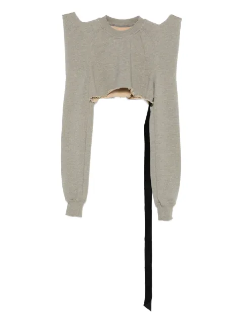 Rick Owens DRKSHDW frayed-hem raglan-sleeve top Grey DS02E7213FGM