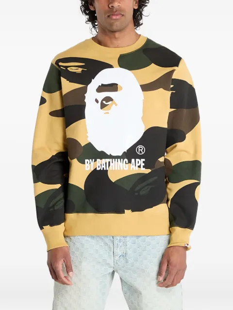 A BATHING APE® camo-print crewneck sweatshirt Yellow 001SWL301011MYEL