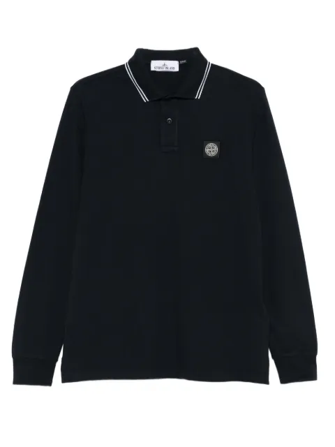 Stone Island logo-patch long-sleeves polo shirt Blue L2S152200012S0018