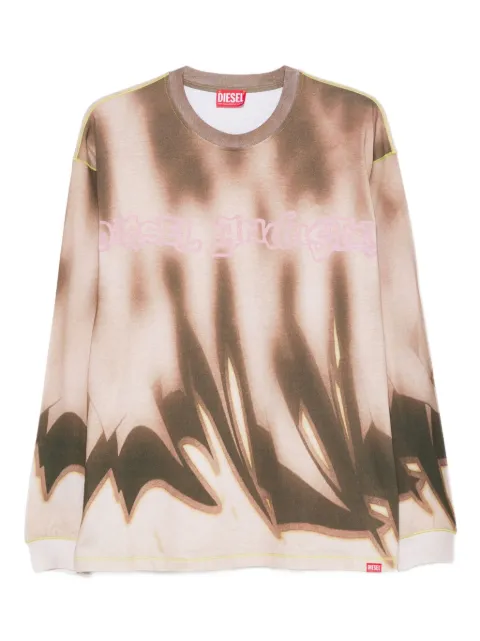 Diesel abstract-print long-sleeve T-shirt Neutrals A212290BKBY