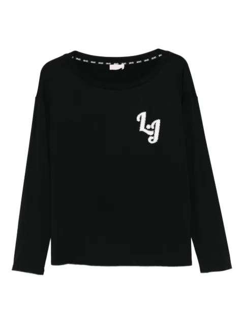 LIU JO logo-detail long-sleeve top Black TF5282JS360