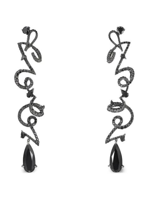 Anabela Chan 14K white gold and rhodium vermeil Script diamond earrings Silver AC19SN13ESBRBD