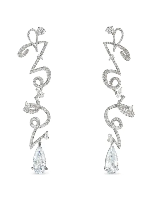 Anabela Chan 14K white gold and rhodium vermeil Script diamond earrings Silver AC19SN13ESWGWD
