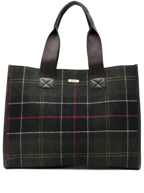 Barbour large plaid-pattern tote bag Green LBA0424OL91