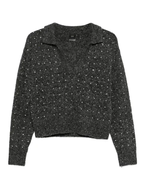 PINKO rhinetone-embellished collared sweater Grey 105684A2U4NIBANI