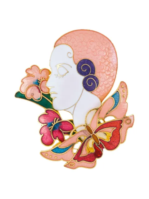 Susan Caplan Vintage 1980s Art Deco Lady brooch Pink PN024999