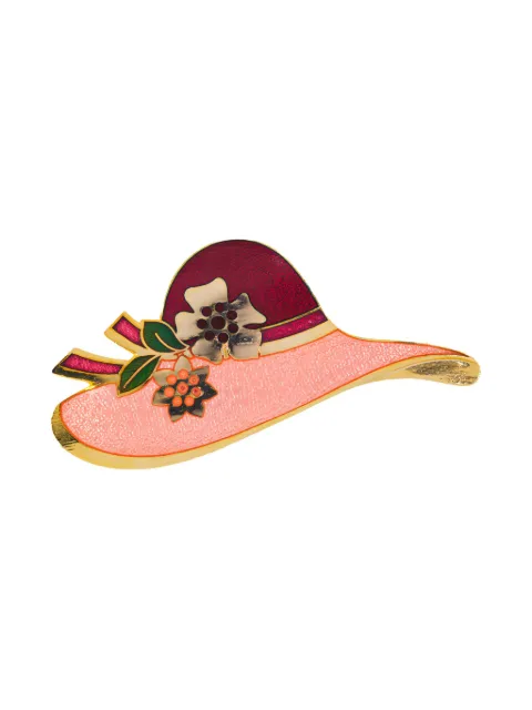 Susan Caplan Vintage 1980s wide-brimmed hat brooch Red PN025012