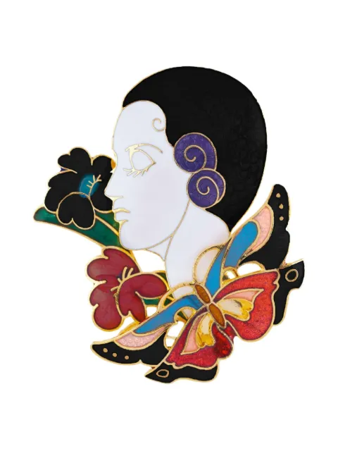 Susan Caplan Vintage 1980s Art Deco Lady brooch White PN024998