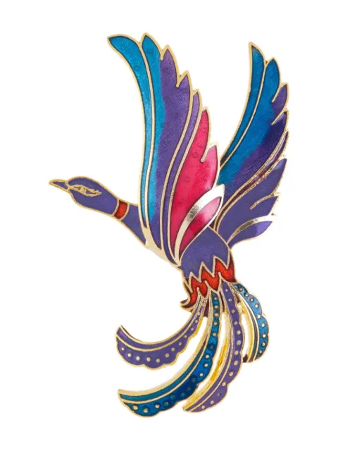 Susan Caplan Vintage 1980s Paradise Bird brooch Purple PN025051