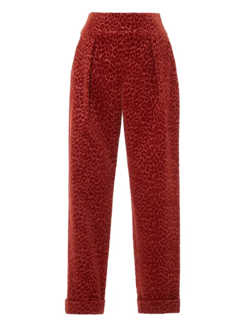 Temperley London pleated leopard-print trousers Red 25AWLYN4406A