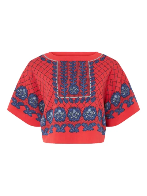 Temperley London grid-pattern T-shirt Red 25AW54926