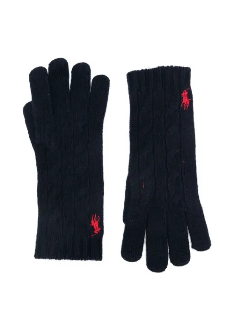 Polo Ralph Lauren logo-embroidered knitted gloves Blue 455981440005
