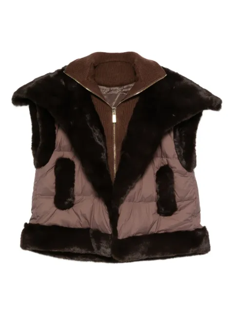 Max & Moi fur-trimmed quilted gilet Brown H25DIVANA