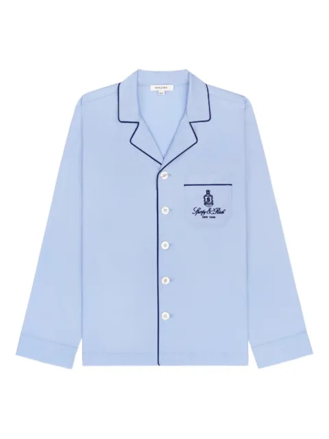 Sporty & Rich embroidered-pocket long-sleeve shirt Blue SI021602231BL902