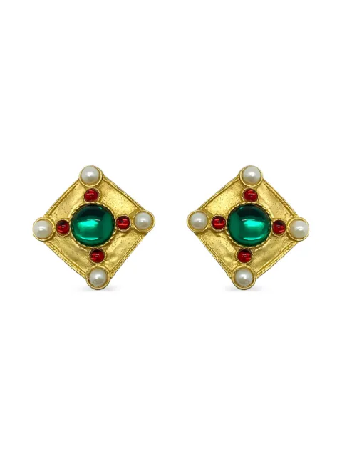 Jennifer Gibson Jewellery 1980s Tanjore cabochon-cut earrings Gold JGJTANJORERG