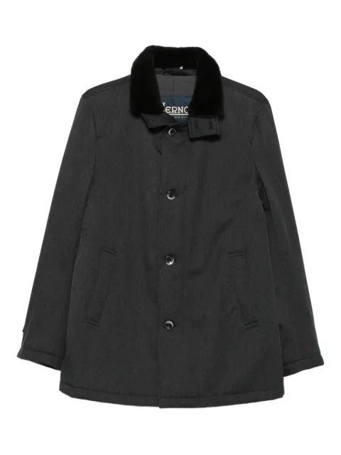 Herno velvet-collared button coat Grey IM000369U33186