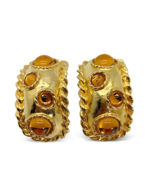 Escada Pre-Owned 1980s Cabochon huggie earrings Gold JGJESCADAERG